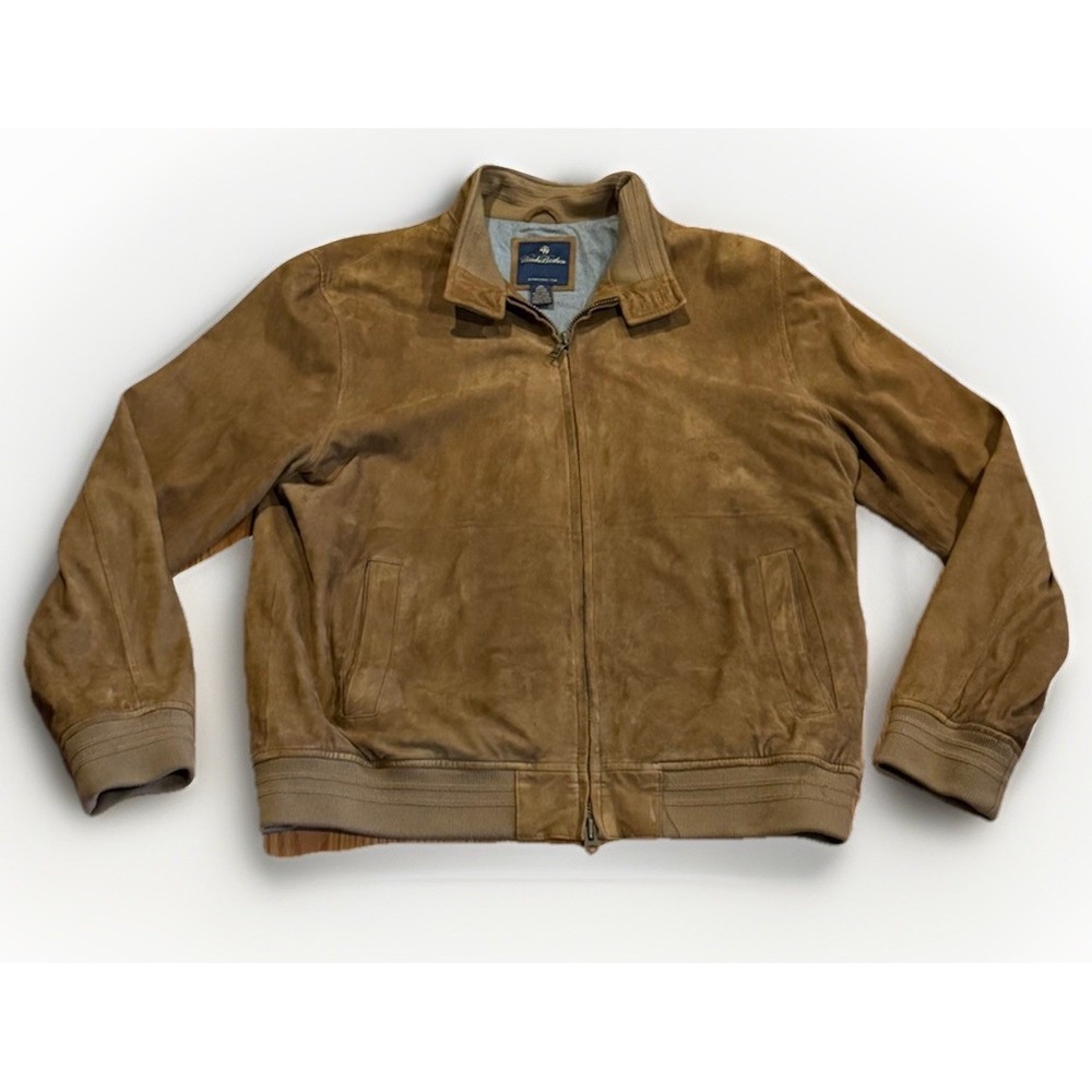 Brooks Brothers Suede Leather Bomber Jacket Field Coat XL USN MA-2
